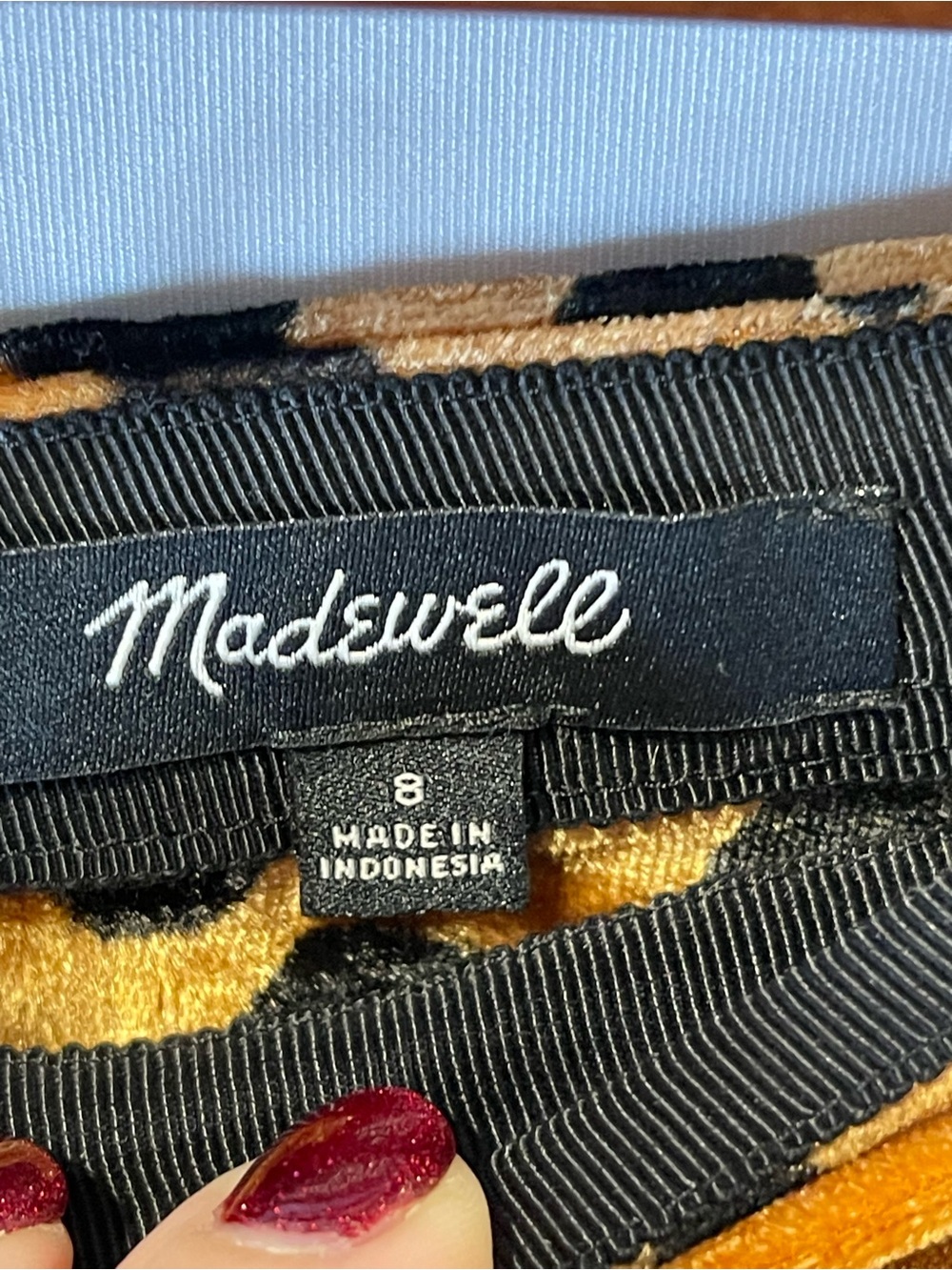 Madewell Velvet Polka Dot A-Line Skirt Size 8 | Golden Mustard Black Dot - Picture 4 of 6